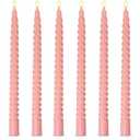 6 Pack 10 Inch Pink Spiral Taper Candles for Holiday Home Decoration, Unscented Dripless Twisted Candlesticks for Dinner Party Wedding Valentine's Day Baby Shower and Easter