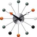 NUOVO 13 Inch Multicolor Mid Century Creative Silent Quartz Personality Funny Decorative Home Living Room Kitchen Office Retro Design Wall Clock (White Black Green Orange)