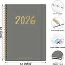 2 x 2026 Planner - Weekly and Monthly Planner, January 2026 to December 2026, Spiral Bound 2026 Calendar Planner Book, Inner Pocket, Perfect for Office Home School Supplies - A5 (6.3" x 8.5"), Stone Gray
