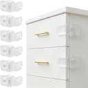 Roctee 6 Pack Drawer Baby Locks Clear, Baby Proof Locks for Side Drawers Pull Out Thin Dresser Kitchen Cabinet Bedside Tables, Safety Latch Child Proofing Clips