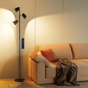 SIBRILLE 36W LED Tree Floor Lamp, Upgraded 3 Rotatable Lights Standing Lamp with Remote & Touch Control, Dimmable Tall Lamp Modern Floor Lamps for Living Room Bedroom Office