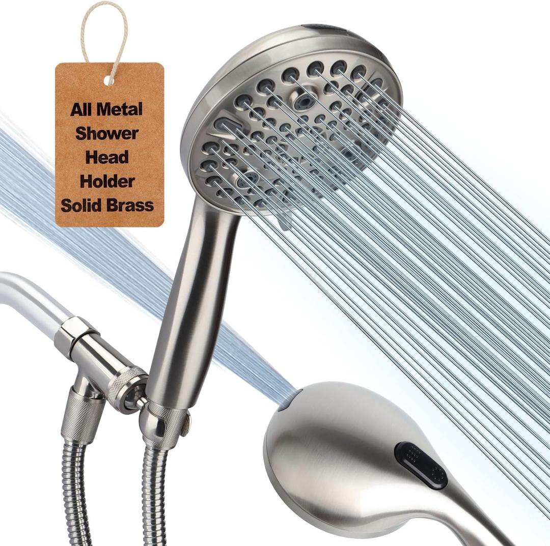 Shower Head with Handheld, All Metal Holder & Extra Long 6 ft. Stainless Steel Hose,Brushed Nickel 2.5 GPM