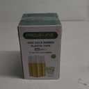 FOCUSLINE 10 oz Gold Plastic Cups, Disposable Clear Fancy Hard Plastic Cups, Gold Rimmed, Heavy Duty, Reusable,100 Count