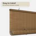 Cordless Solstice Vinyl Roll-Up Blind - 30 Inch Width, 72 Inch Length, Quarter Inch Vinyl Slats - Woodtone - Soft Light Filtering Horizontal Windows Blinds for Indoor & Ourdoor by Achim Home Decor