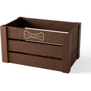 Hope Haven Wooden Dog Toy Bin  Chew-Resistant Toy Storage Box  Large Capacity Basket for all Pet Accessories  Heavy Duty, Pet-Safe Design for Organizing Dog Toys, Leashes, Treats, and More