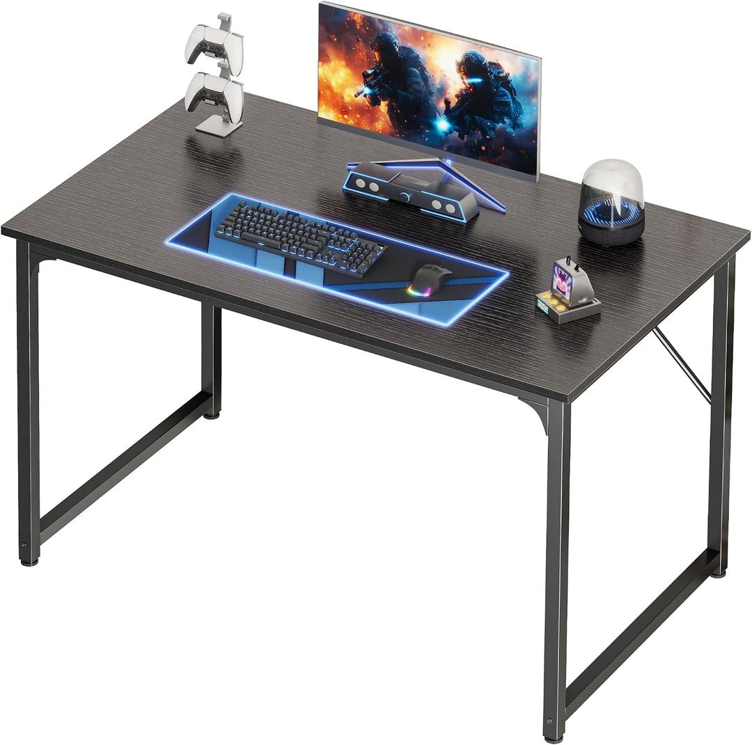 PRAISUN 40 X 24 Inch Computer Desk with Deeper Desktop, Gaming Office Writing Work Desk for Home Office, Study, Bedroom, Work from Home Desk, Metal Frame, Black, 40*23.6inch