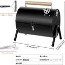 Portable bbq Charcoal Grill Small Folding Table Top Charcoal Grill for Outdoor Camping Two Side Carbon Smoker Griller with bbq Grill Brush and Metal Tongs (Black)