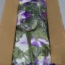 Artificial Flowers for Outdoors, Faux Petunias Spring Summer Decoration, Fake Flowers Plants UV Resistant Look Real Silk Flowers for Outside Planter Front Door Porch Patio Yard (6, Purple-White)
