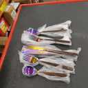 Berglander Silverware Set 20 Pieces With Moon Surface Handle And Shiny Rainbow Mouth Titanium Plating, Stainless Steel Modern Rainbow Flatware Set Utensils Set Colorful Cutlery Set Service For 4