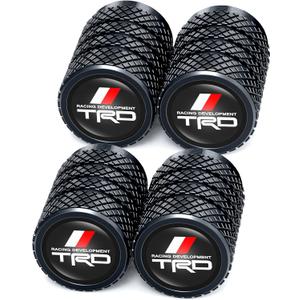 Tire Valve Caps, Valve Stem Caps for TRD Racing Development Sequoia Tundra Tacoma 4Runner PRO, Alloy Car Tire Caps for Corrosion Resistant Leak-Proof Car Accessories, Balck