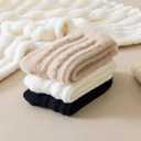 Womens Cozy Crew Socks Soft Winter Sleeping Christmas Fuzzy Ankle Socks 3 Pairs Size 5-10 (Solid Color a)