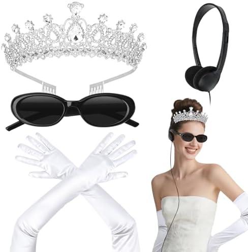 Amazon.com: Semato Princess Costume Accessories for Women Princess Bachelorette Party Crown With White Long Gloves and Sunglasses Set : Clothing, Shoes & Jewelry