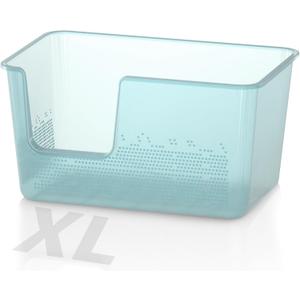 Extra Large Cat Litter Box with High Sided,24.8" Lx11.4 Wx13 H,Clear Jelly Color, Jumbo Litter Box for Big Cats,XL Cat Box for Multiple Cats,Kitty,Giant,Anti-Splashing,Easy to Clean (Blue)