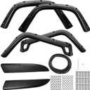 6Pcs Fender Flares Kit Compatible for 1997-2006 Jeep Wrangler TJ,Pocket-Riveted Style Paintable Wheel Fender Flares Cover Kit, Front and Rear, Matte Black