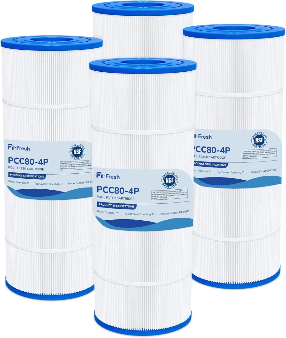 Fil-fresh CCP320 Pool Filters Cartridge Compatible with Pentair Clean & Clear Plus 320, Replaces Pleatco PCC80-PAK4, Pentair R173573, 178580, 160340, 480 sq. ft, 4-Pack