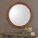 CULER Round Wall Mirrors 24 Inch,Wood Rustic Decorative Transitional Mirror with Walnut Frame for Wall,Farmhouse Hanging Vanity Mirror for Bathroom Bedroom Living Room or EntrywayWalnut Brown