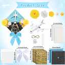 37 Pcs Plane Themed DIY Graduation Cap Decorations Faux Assorted Flowers Plane Lights Blue Bow Track Stickers Glitter Alphabet Letter Number Decals for DIY Hat Grad Cap Topper Graduation Party Supply