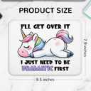 Cute Horned Horse Mouse Pad, I'll Get Over It I Just Need to Be Dramatic First Mouse Pads for Work Wireless Mouse Computers Laptop Desk Accessories, Funny Office Supplies, 9.5x7.9 Inch