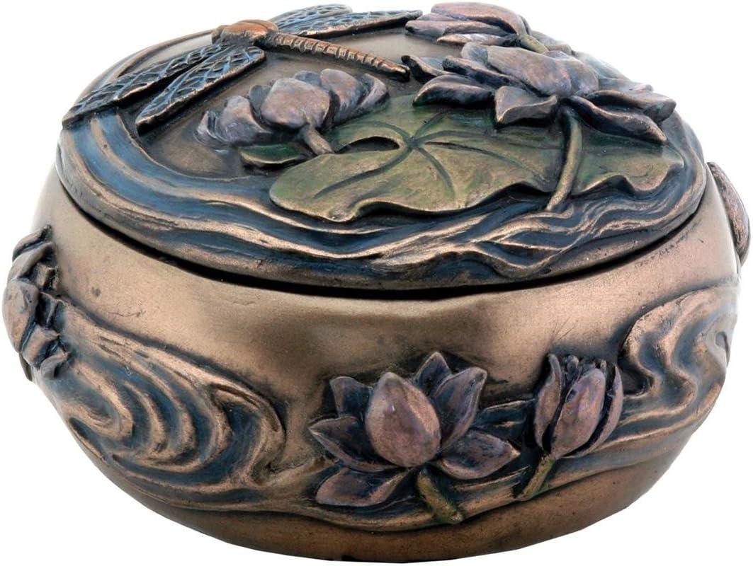 Dragonfly with Flowers Art Nouveau Design Jewelry Holder Box