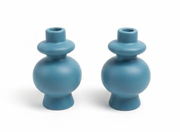 Holiday Home Easter Ceramic Candle Holder - Blue, 2 Packs