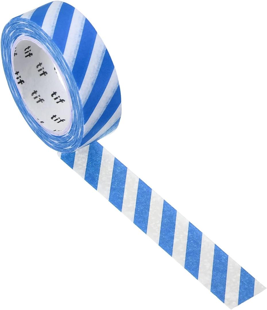 PATIKIL Washi Tape 0.59 Inch x 10.93 Yards, 3 Roll Self Adhesive Horizontal Stripes Pattern Masking Sticker for DIY Art Craft Wrapping Decoration, Light Blue