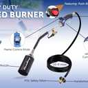 Flame King Propane Torch Kit Heavy Duty Weed Burner, 340,000 BTU with Piezo Igniter (Self Igniting), with 10-ft Hose for Weed Burning, Melting Ice and Snow, and Roofing