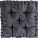 Intelligent Design Azza Floor Pillow, Large Cushions Sitting for Adults, Floor Pillow for Meditation or Yoga, Lustrous Chenille Tufted with Scalloped Edges for Bench/Chair Cushion, 20"x20"x5" Charcoal