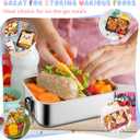 TeamFar Stainless Steel Bento Box, 2 Pack 47oz/1400ml Metal Lunch Box with 3 Compartments for Adults Kids, Large Lunch Food Containers for School/Work/Meal Prep, Leak-Proof & Dishwasher Safe