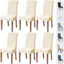 Chair Covers for Dining Chairs, Dining Room Chair Covers Set of 6, Stretch Kitchen Chairs Covers, Removable Washable Dining Chair Covers for Home Kitchen Banquet Hotel Ceremony (Cream White)
