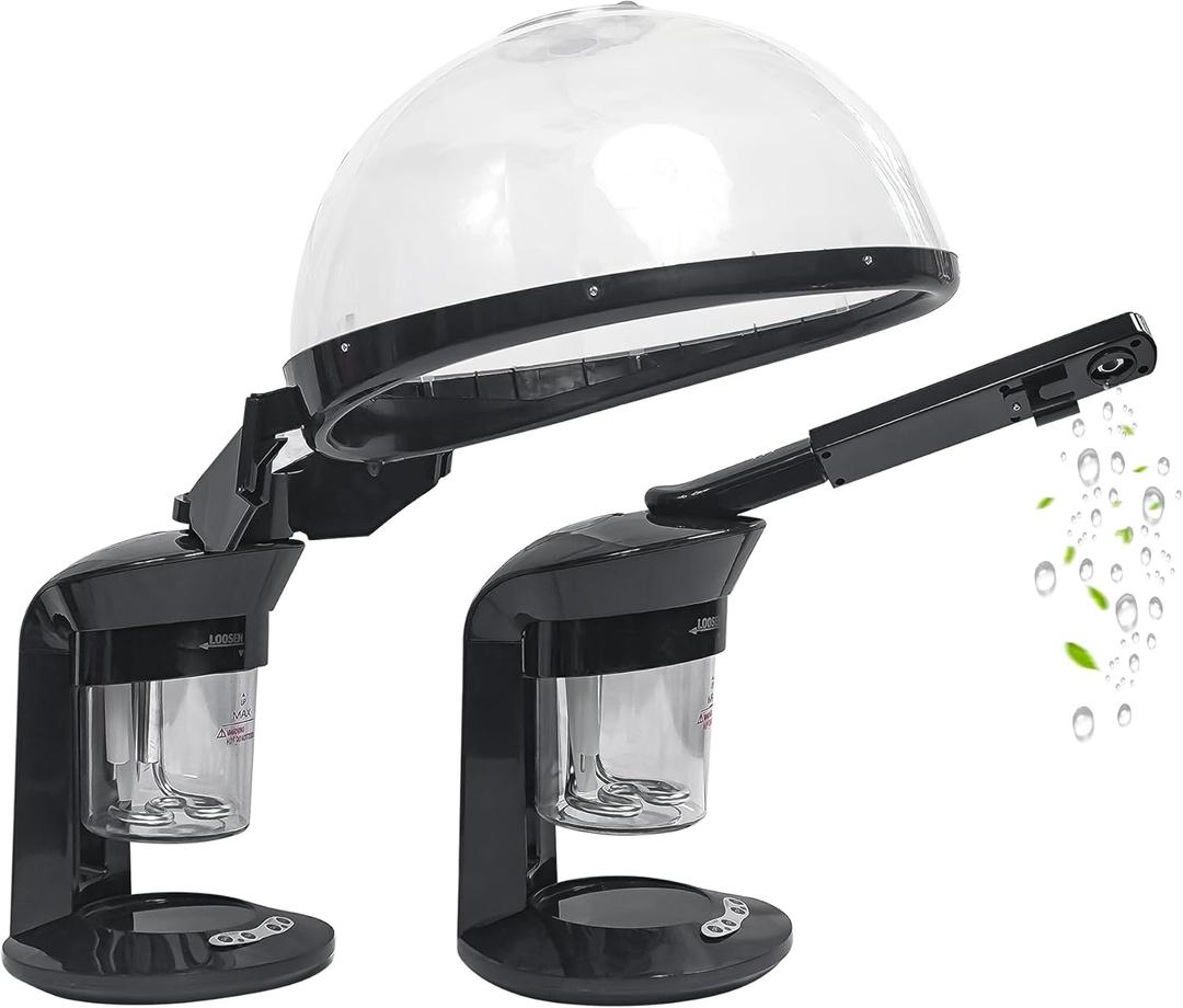 Hair Steamer, 2 in 1 Hair and Face Steamer for Natural Hair, Hair Humidifier Moisturising Hydration System Sprayer with Aromatherapy for Personal Care Use at Home Salon and Salon SPA Black