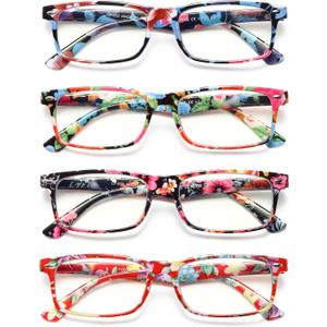 Reading Glasses for Women, Stylish Blue Light Blocking Readers, Ladies Eyeglasses, Fashion Computer Eye Glasses (Blue/Green/Black/Red) 2.75