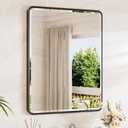 TETOTE Black Mirrors for Wall 30 x 36 Beveled Edge Tempered Glass, Rounded Corner Rectangle Framed Mirror for Modern Bathroom, Living Room, Bedroom, Entryway