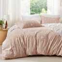 Bedsure Duvet Cover Queen Size - Reversible Pink Queen Duvet Cover Set with Zipper Closure, 3 Pieces Cute Floral Patterned Bedding Set with 8 Corner Ties and 2 Pillow Shams (Queen (90" x 90"), 08 - Dusty Rose