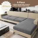 Couch Cushion Covers for Sectional Sofa, Wear Resistant Stretch Sofa Slipcovers for Chair Sofa Cushion Furniture Protector Washable Seat Cover for Pets (Dark Gray, 3 Seat Covers S+ 1 Chaise)