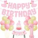 Pink Duck Birthday Party Decorations Pink Ducky Party Decor Cute Duck High Chair Banner Glitter Happy Birthday Banner Cake Topper Latex Balloons for Girls 1st 2nd 3rd Birthday Party Decor Supplies