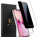 UNBREAKcable 2PCS Screen Protector for iPhone 13-1 Privacy Tempered Glass+1 Clear Glass Double Shatterproof [Easy Installation Frame] [9H Hardness] [Case Friendly] Anti-Scratch for iPhone 6.1 inch