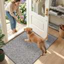 Color&Geometry Thin Indoor Door Mat 24"x36", Dirt & Moisture Trapping, Non-Slip Rubber Backing, Low Profile Inside Doormat for Home Entrance, Entryway, Patio & Porch,Stone Gray