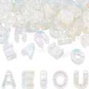 Elecrelive 50Pcs Clear Bubble Letters Iridescent Large Alphabet Beads Vowel A/E/I/O/U Letter Keychain Charms Light Yellow for Jewelry Bracelets Necklaces Arts Crafts