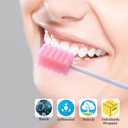 100 Pcs Disposable Mouth Swabs Sponge, BVN Oral Swabs, Oral Care Swabs Disposable, Mouth Swabs, Unflavored and Sterile Disposable Dental Swabsticks for Mouth Cleaning, Sawtooth-Shaped Pink.