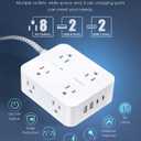 6Ft Surge Protector Power Strip with USB C, HANYCONY Extension Cord with 8 Outlets(2.2 IN) 4 USB Ports(2 USB C), Flat Plug, Wall Mount, 3 Side Outlet Extender for Home Dorm Room Essentials, ETL Listed