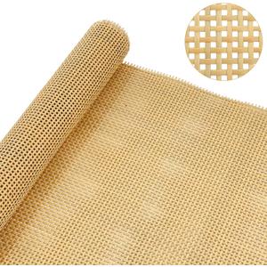 Plastic Rattan Square Webbing Roll, 24 in x 6.6 Ft, Faux Cane Webbing for DIY Home Decor Projects, Pre-Woven Open Mesh for Furniture, Bed, Cabinet, Wardrobe, Room Divider, Light Shade