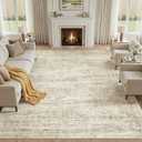 cotiled Large Area Rugs for Living Room 8x10, Machine Washable Rugs with Non Slip Backing Modern Neutral Abstract Rugs Stain Resistant Distressed Carpets for Home Office Decor (8x10 Beige/Brown)