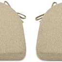 Shinnwa Dining Chair Cushions Set of 2, Non-Slip Kitchen Chair Cushions with Ties and Machine Washable Cover, 2 Pack, 17 x 16.5 x 2in, Natural Linen
