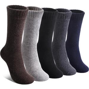 LINEMIN Wool Socks for Women Winter Warm Hiking Thick Warm Cozy Boot Crew Gift Socks 5 Pairs, One Size