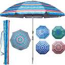 Blissun 7.2' Beach Umbrella with Sand Anchor, Outdoor Portable Beach Umbrella for Sand with Tilt Pole, Carry Bag, Air Vent
