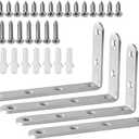 Alise Floating Shelf Brackets, L Brackets for Shelves Heavy Duty Shelving Bracket Stainless Steel Corner Brace Angle Brackets for Wood,5x3 Inch Wall Bracket, Pack of 4, Brushed
