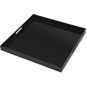 24x24 inches Oversized Black Acrylic Ottoman Tray Extra Large Decorative Tray Spill-Proof Serving Trays with Handles King-Size Safe Edge Organizer for Coffee Table Countertop Breakfast