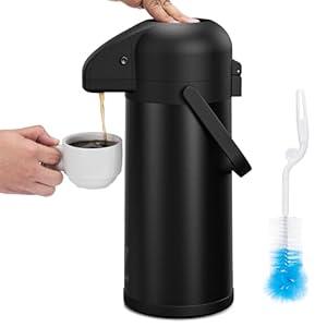 Airpot Coffee Carafe for Keeping Hot - 102 OZ/ 3.0L Coffee Dispenser with Pump - Insulated Stainless Steel thermal carafe for Hot Drinks Water Tea Chocolate - Hot Beverage Dispenser for Parties