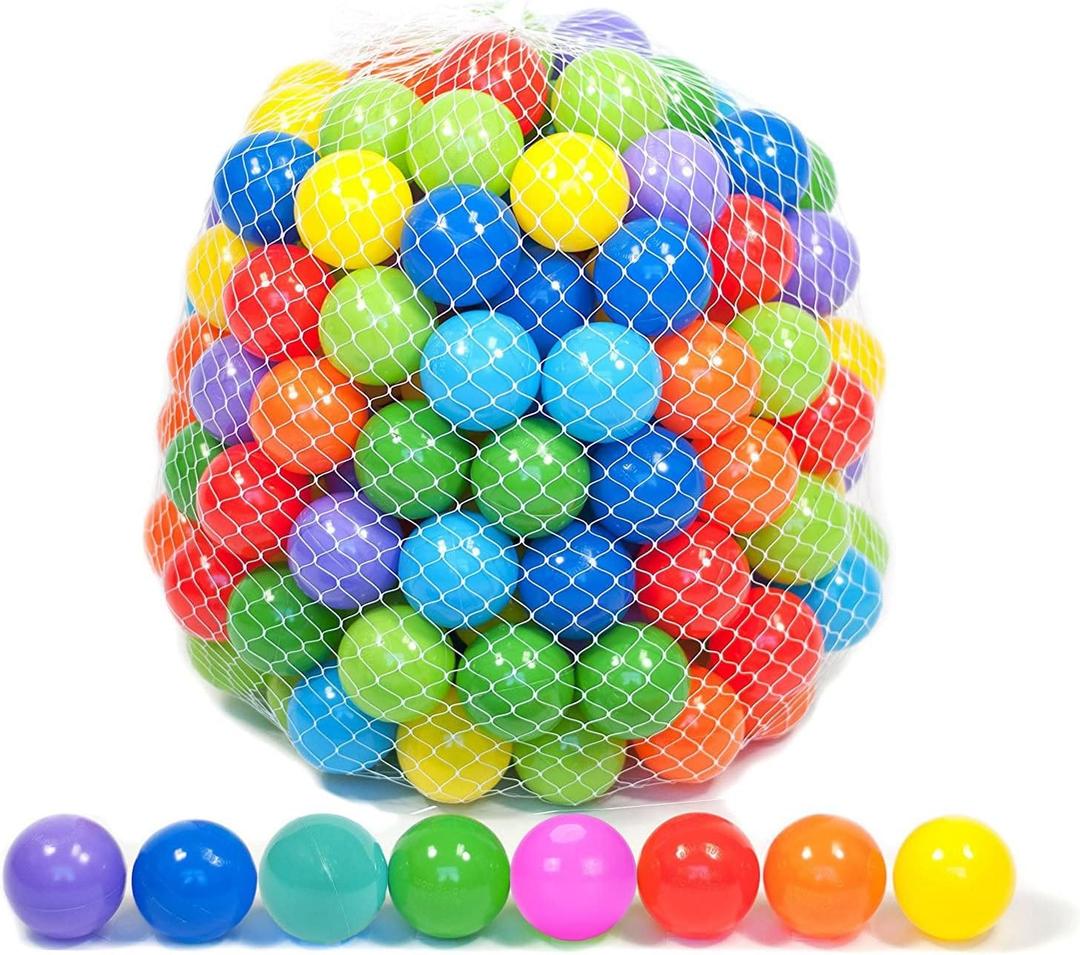 Playz Soft Plastic Mini Ball Pit Balls 200 Count - w/ 8 Vibrant Colors - Crush Proof, No Sharp Edges, Non Toxic, Phthalate & BPA Free for Baby Toddler Ball Pit, Play Tents & Tunnels Indoor & Outdoor