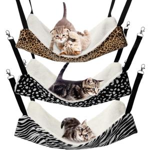 BBTO 3 Pcs Reversible Pet Hammock Soft Plush Cat Hanging Hammock Guinea Pig Bed Rat Cage Accessories for Puppy Dog Piggy Kitten Ferret Rabbit Other Small Animals(Dot)